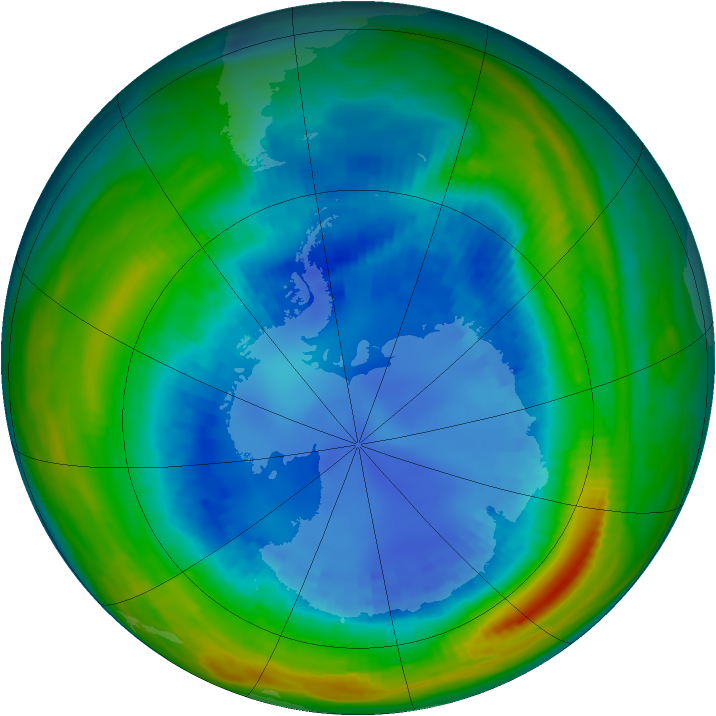 Antarctic ozone map for 24 August 1990